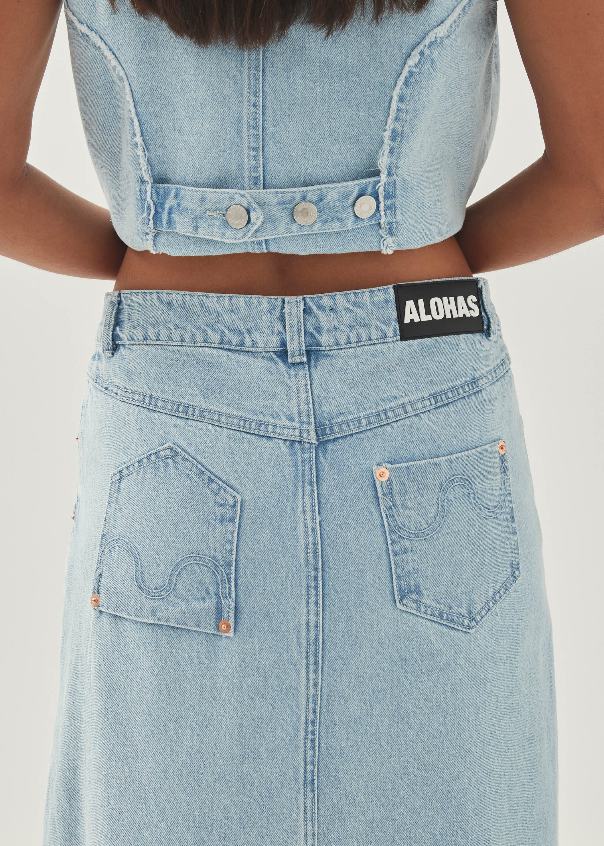 Carmina Light Blue Denim Skirt